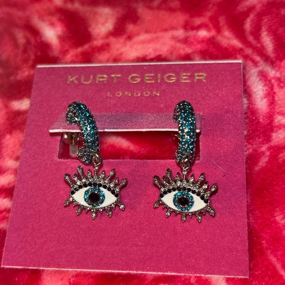 NWT Kurt Geiger sparkling evil eye on small hoops earrings. - Picture 5 of 10